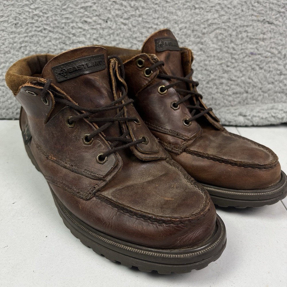 Vintage Eastland Boots Men's 11 D Brown Leather Ankle‎ Boot Lace Up Casual
